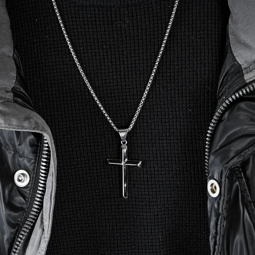 High Quality Stainless Steel Catholic Cross Pendant Unique Christianity Necklace with Oil Drop Charm for Men and Women