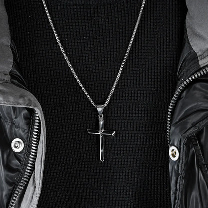 High Quality Stainless Steel Catholic Cross Pendant Unique Christianity Necklace with Oil Drop Charm for Men and Women