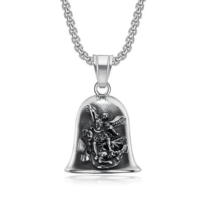 New Stainless Steel Motorcycle Bell Angel Wings Bell Pendant Necklace For Biker Fashion Lucky Amulet Jewelry Gifts Dropshipping