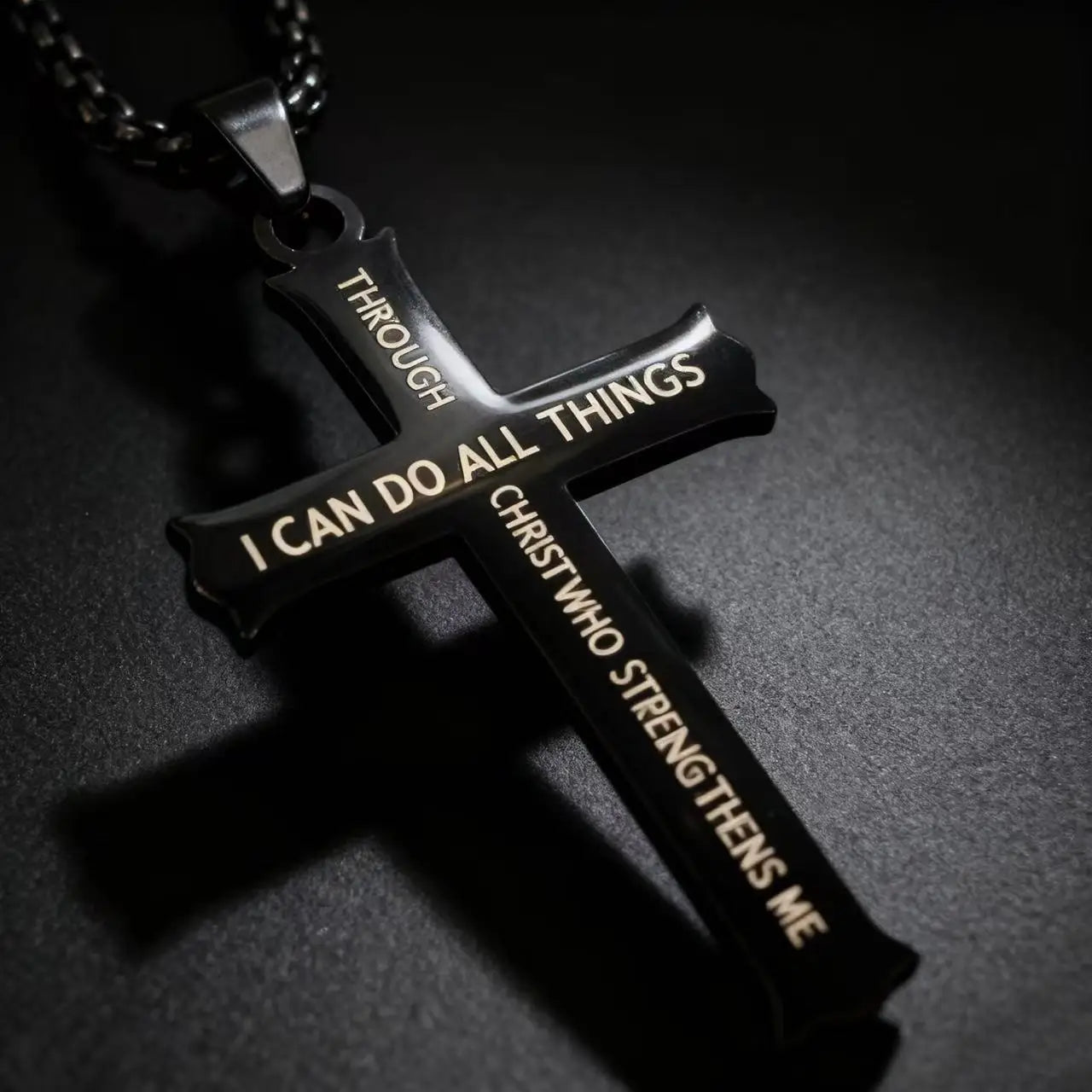 YQ Stainless Steel Cross Chain Necklace Pendant For Men Women Religious Jewelry Accessories
