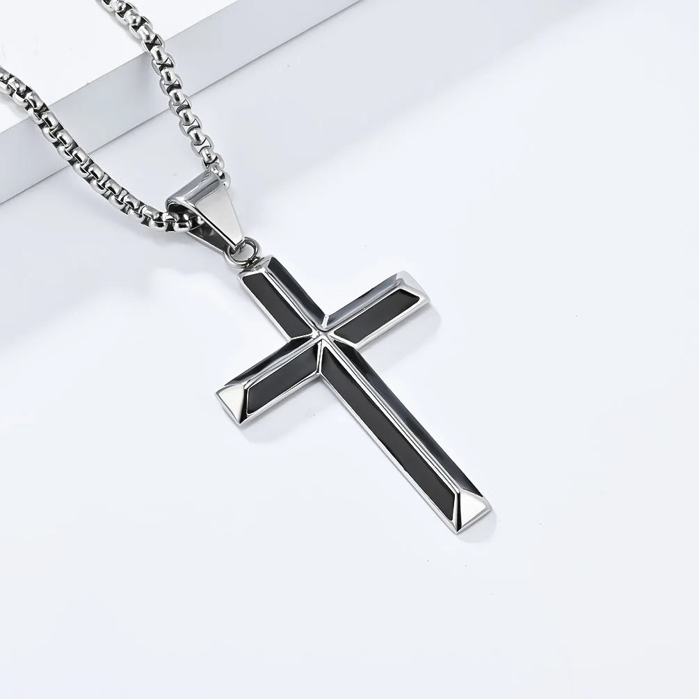 High Quality Stainless Steel Catholic Cross Pendant Unique Christianity Necklace with Oil Drop Charm for Men and Women