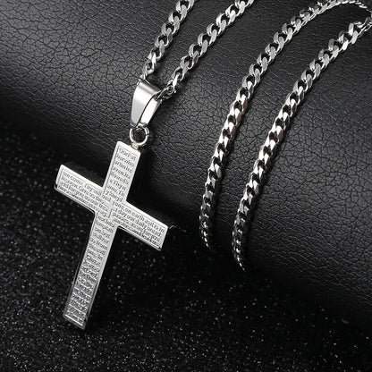 New - Cross Pendant Necklace for Men Women Jesus Christ Necklace Gold Black Silver Color Cuban Chain Religion Jewelry DKP684
