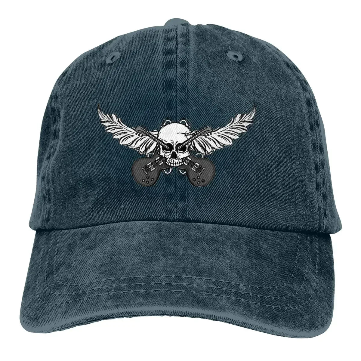 Guitar Rock Multicolor Skull Wing Baseball Caps