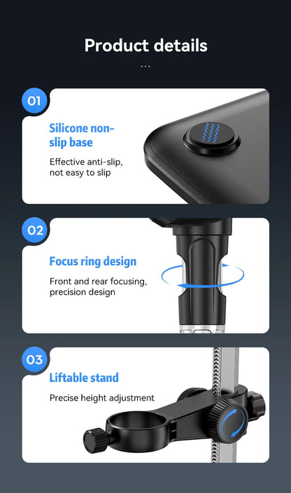 Portable 7" IPS Digital Microscope 1200X Magnification HD USB Professional Electron Microscopios for Phone Soldering Repair Tool