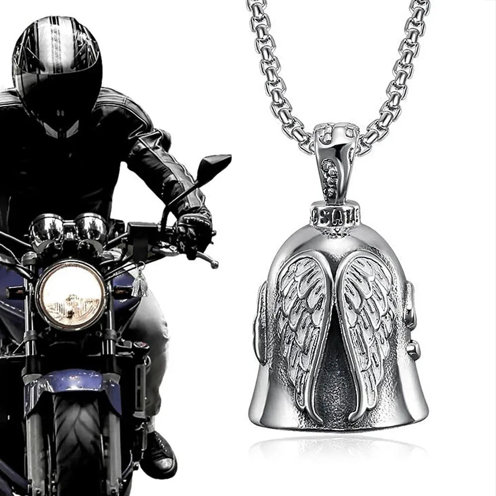   New Stainless Steel Motorcycle Bell Angel Wings Bell Pendant Necklace For Biker Fashion Lucky Amulet Jewelry Gifts Dropshipping    qykyai-sq.myshopify.com