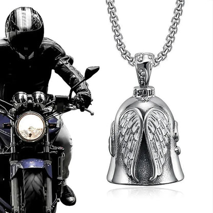   New Stainless Steel Motorcycle Bell Angel Wings Bell Pendant Necklace For Biker Fashion Lucky Amulet Jewelry Gifts Dropshipping    qykyai-sq.myshopify.com
