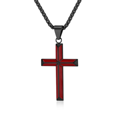 High Quality Stainless Steel Catholic Cross Pendant Unique Christianity Necklace with Oil Drop Charm for Men and Women