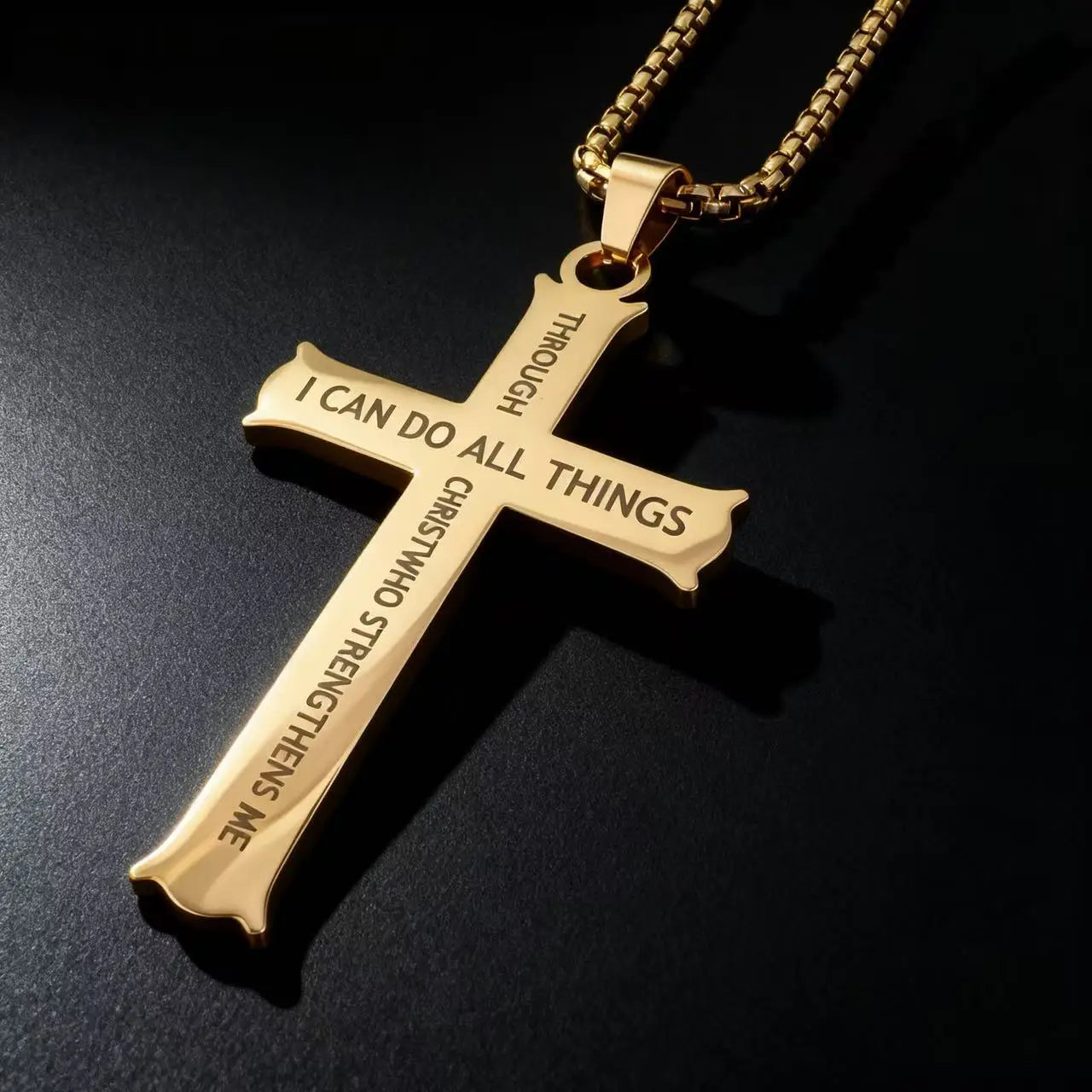 YQ Stainless Steel Cross Chain Necklace Pendant For Men Women Religious Jewelry Accessories