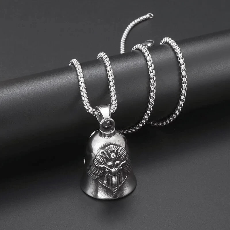 Angel Ride Motorcycle Bell Pendant Biker Hip Hop Rock Metal Punk Ride Party Accessories Trend Amulet Jewelry Gift