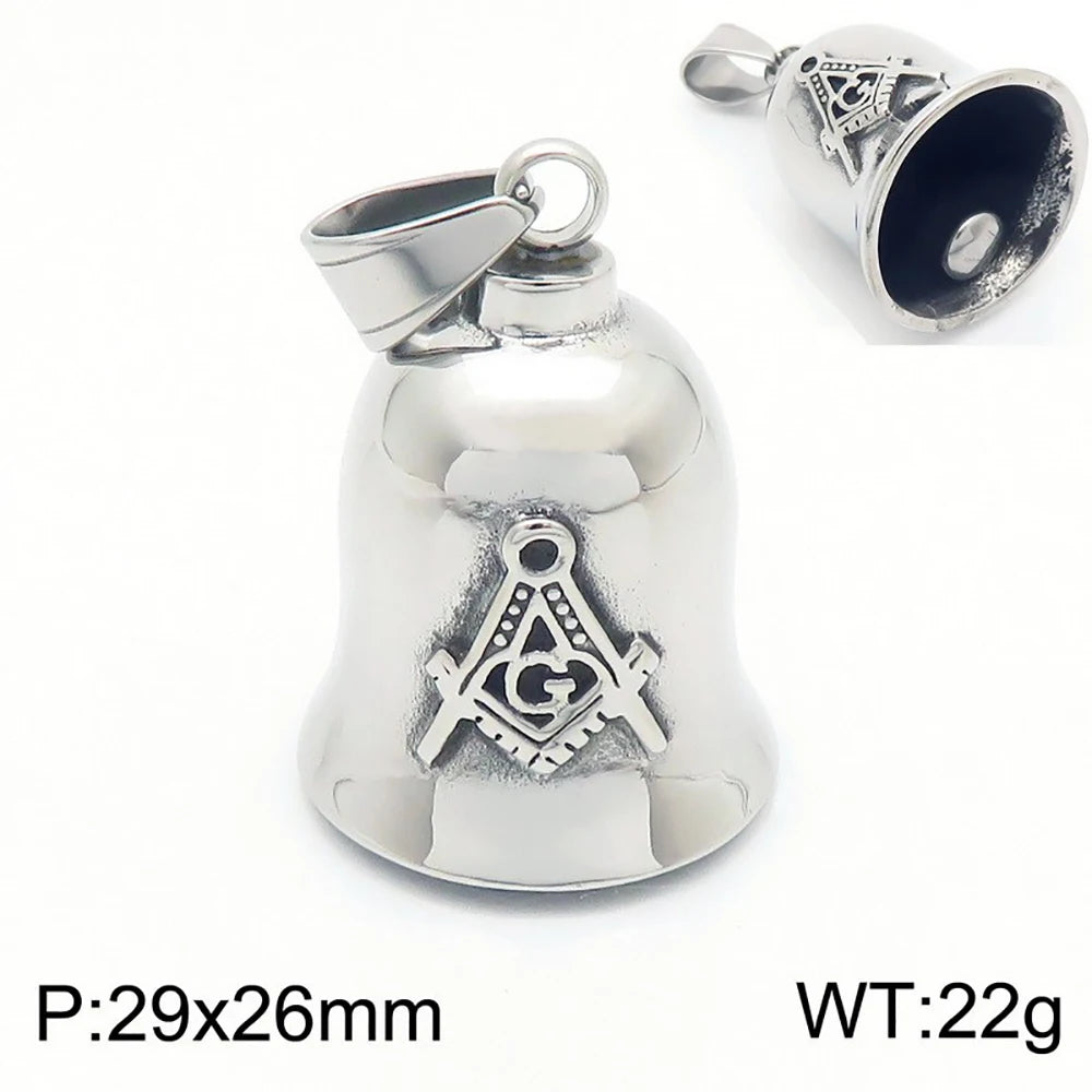 Fashion Cross Guardian Angel Wings Bell Necklace Pendant Men Viking Amulet Stainless Steel Jewelry Accessories (Has bell sound)