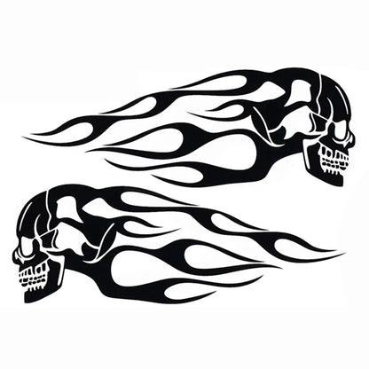 2Pcs/Set Flame Skulls Decals Motorcycle