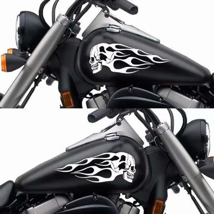 2Pcs/Set Flame Skulls Decals Motorcycle