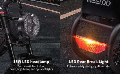 MEELOD DK300 PRO 20" Retro Moped Style Electric Bike 1200W Peak Motor 48V 15Ah Dual Batteries