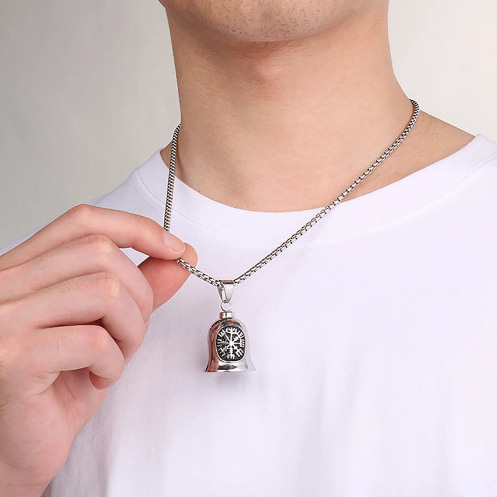 Fashion Cross Guardian Angel Wings Bell Necklace Pendant Men Viking Amulet Stainless Steel Jewelry Accessories (Has bell sound)    qykyai-sq.myshopify.com