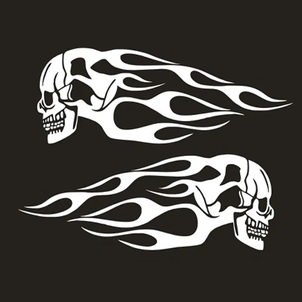 2Pcs/Set Flame Skulls Decals Motorcycle