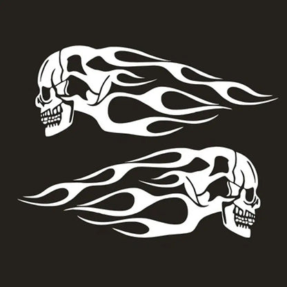2Pcs/Set Flame Skulls Decals Motorcycle