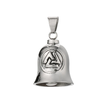 Fashion Cross Guardian Angel Wings Bell Necklace Pendant Men Viking Amulet Stainless Steel Jewelry Accessories (Has bell sound)