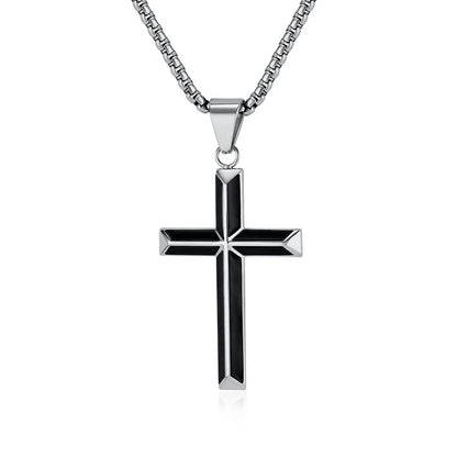High Quality Stainless Steel Catholic Cross Pendant Unique Christianity Necklace with Oil Drop Charm for Men and Women