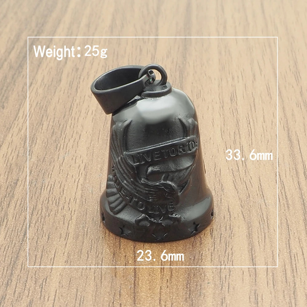 Ride To Live Eagle Necklace 316L Stainless Steel Jewelry Punk Biker Polishing Cool Live To Ride Gold Black Plated Bell Pendant