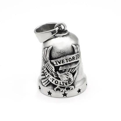 Ride To Live Eagle Necklace 316L Stainless Steel Jewelry Punk Biker Polishing Cool Live To Ride Gold Black Plated Bell Pendant