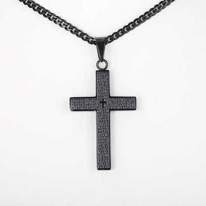Cross Pendant Necklace for Men Women Jesus Christ Necklace Gold Black Silver Color Cuban Chain Religion Jewelry DKP684