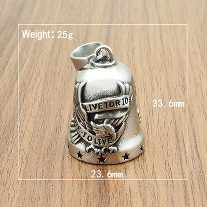 Ride To Live Eagle Necklace 316L Stainless Steel Jewelry Punk Biker Polishing Cool Live To Ride Gold Black Plated Bell Pendant