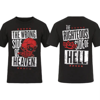 2025 Fashion Men T Shirt Double-sided Biker Skully Black By Five Finger Death Punch T-shirt Graphic Youth Cloth Streetwear S-3XL