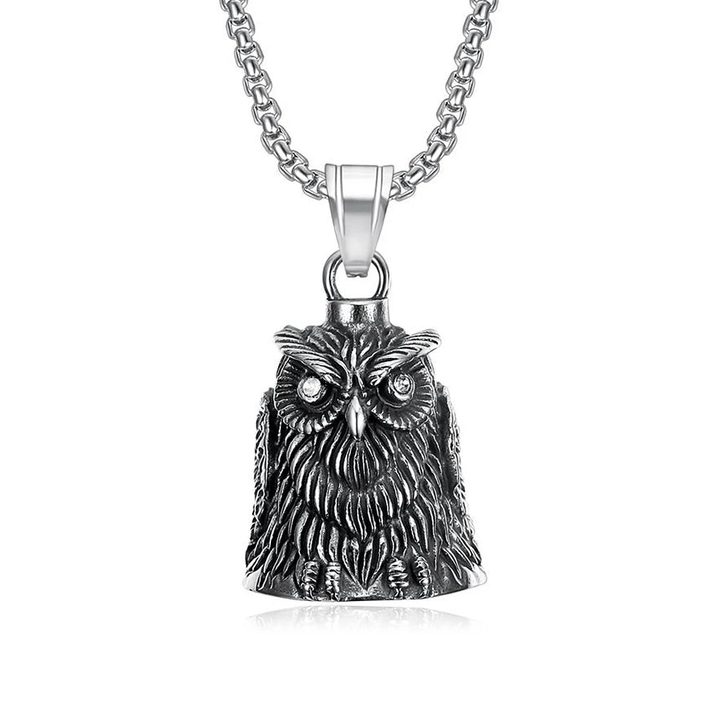 New Stainless Steel Motorcycle Bell Angel Wings Bell Pendant Necklace For Biker Fashion Lucky Amulet Jewelry Gifts Dropshipping