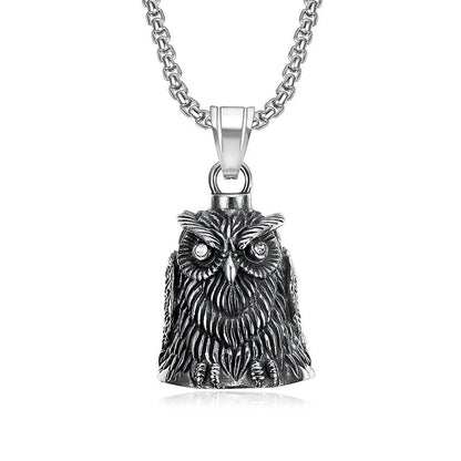 New Stainless Steel Motorcycle Bell Angel Wings Bell Pendant Necklace For Biker Fashion Lucky Amulet Jewelry Gifts Dropshipping