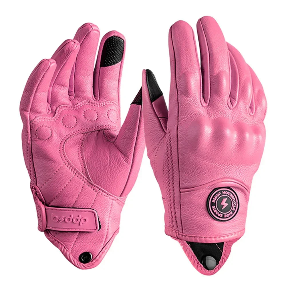 Vintage Real Leather Breathable Touch Screen Gloves