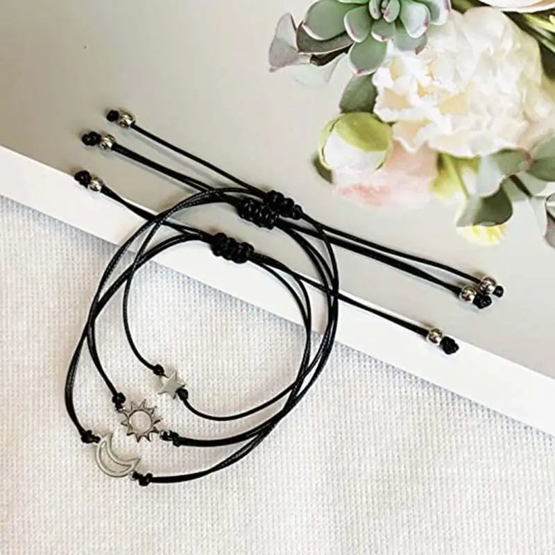 Sun Moon Star Friendship Matching Bracelets - Perfect for Distance Relationships | Ideal for Friends, Him, Her, Mother & Daughter