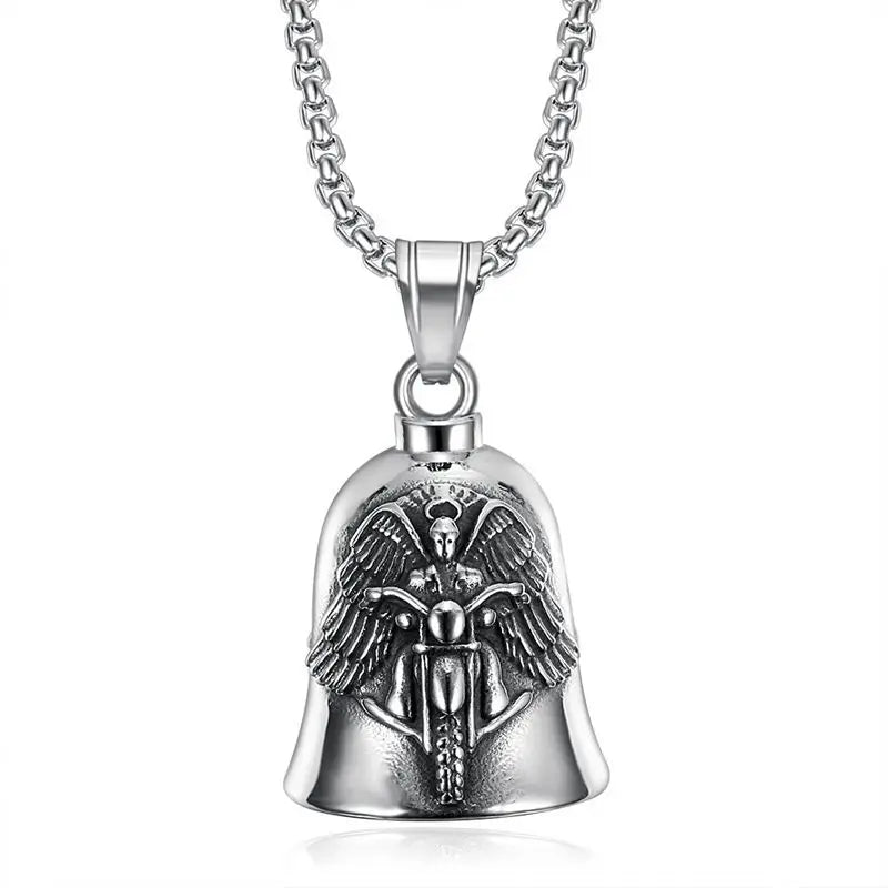 Angel Ride Motorcycle Bell Pendant Biker Hip Hop Rock Metal Punk Ride Party Accessories Trend Amulet Jewelry Gift