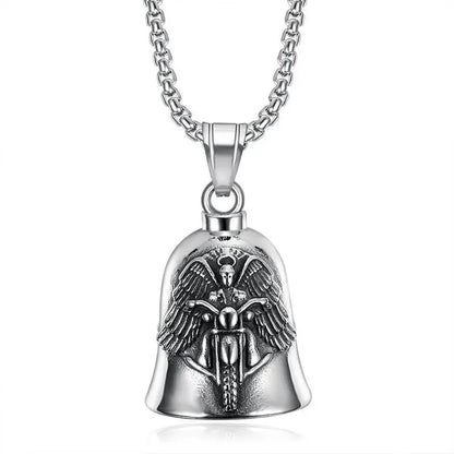 Angel Ride Motorcycle Bell Pendant Biker Hip Hop Rock Metal Punk Ride Party Accessories Trend Amulet Jewelry Gift
