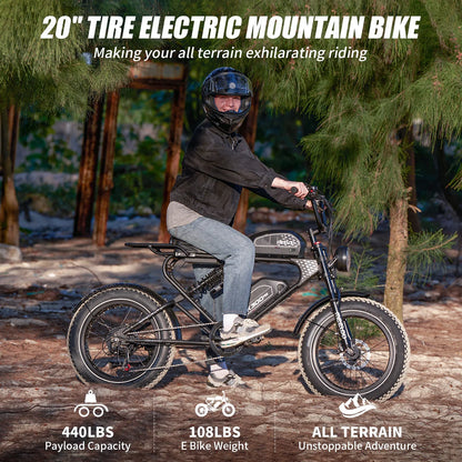 MEELOD DK300 PRO 20" Retro Moped Style Electric Bike 1200W Peak Motor 48V 15Ah Dual Batteries