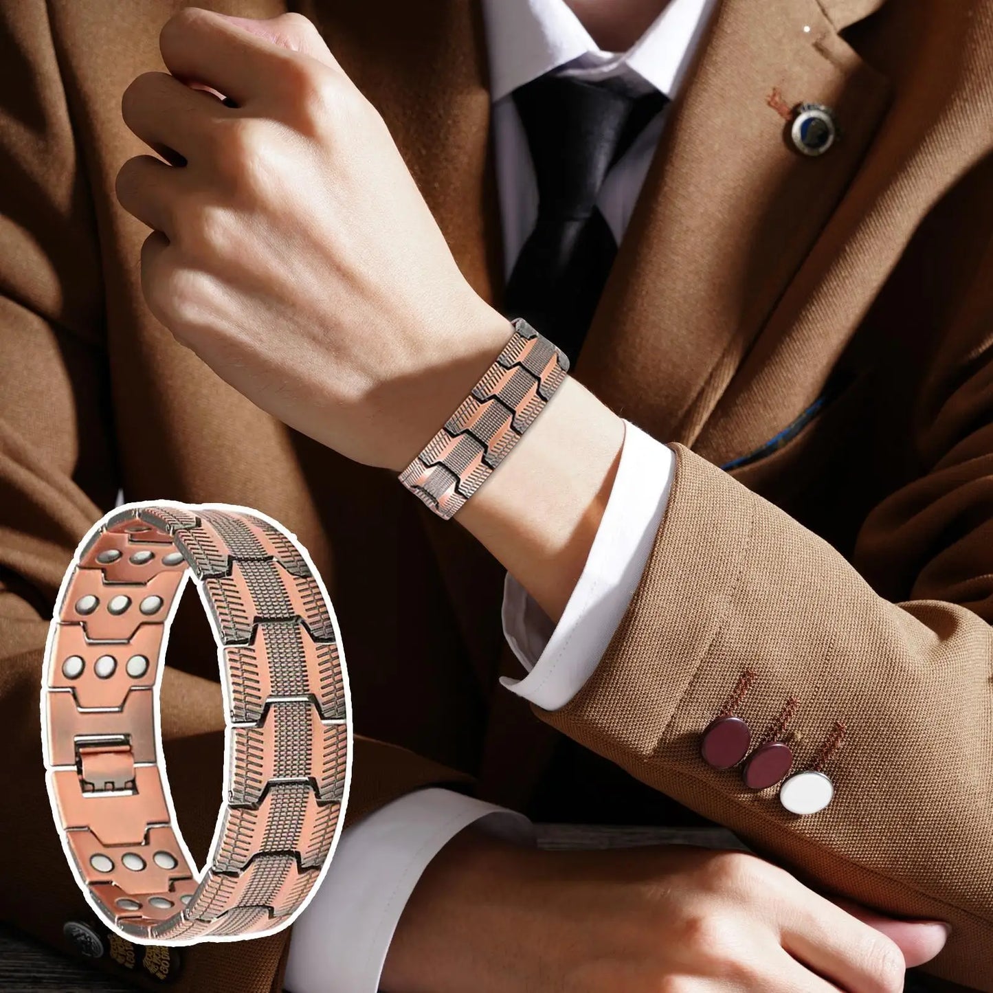 1pc Magnetic Bracelets For Men Pure Copper Magnetic Bracelet Jewelry Jewelry Accessories Row Magnetic Therapy Bangle Bracelets