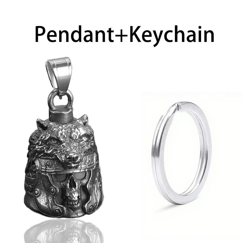 Stainless Steel Motorcycle Bell Pendant Trendy Charm Punk Necklaces For Men Vintage Biker Luck Amulet Jewelry Gifts Wholesale