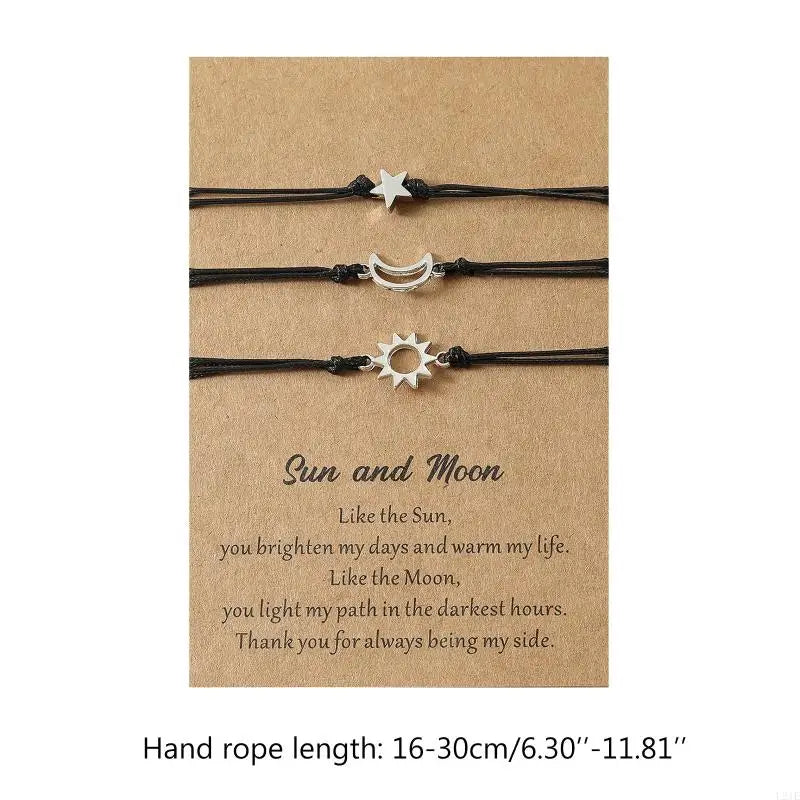 Sun Moon Star Friendship Matching Bracelets - Perfect for Distance Relationships | Ideal for Friends, Him, Her, Mother & Daughter