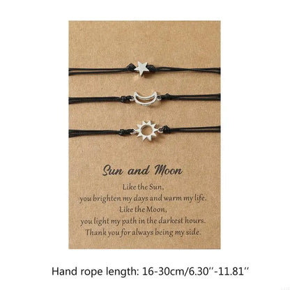 Sun Moon Star Friendship Matching Bracelets - Perfect for Distance Relationships | Ideal for Friends, Him, Her, Mother & Daughter