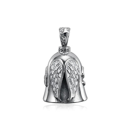 New Stainless Steel Motorcycle Bell Angel Wings Bell Pendant Necklace For Biker Fashion Lucky Amulet Jewelry Gifts Dropshipping