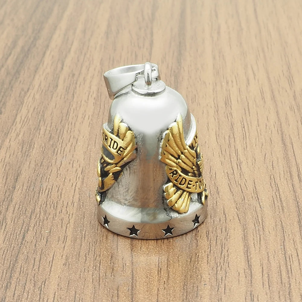 Ride To Live Eagle Necklace 316L Stainless Steel Jewelry Punk Biker Polishing Cool Live To Ride Gold Black Plated Bell Pendant