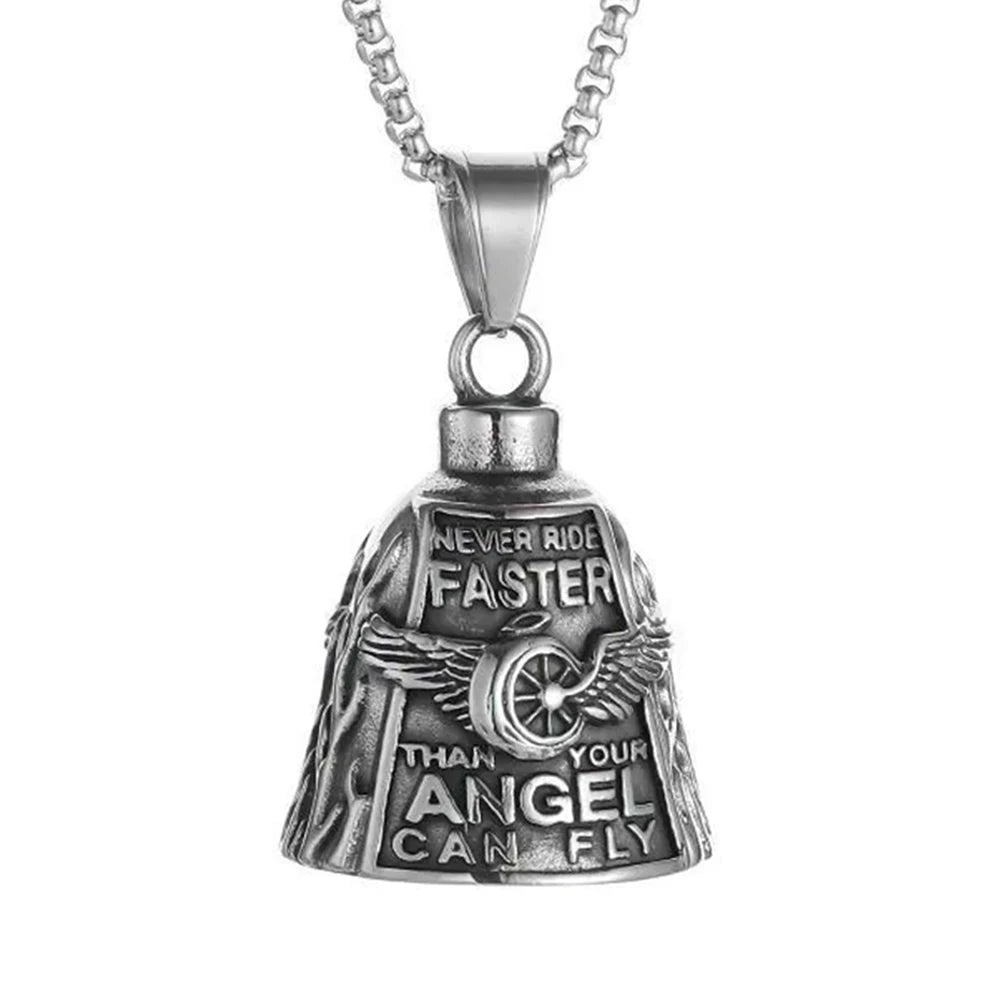 Stainless Steel Motorcycle Bell Pendant Trendy Charm Punk Necklaces For Men Vintage Biker Luck Amulet Jewelry Gifts Wholesale