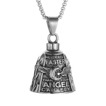 Stainless Steel Motorcycle Bell Pendant Trendy Charm Punk Necklaces For Men Vintage Biker Luck Amulet Jewelry Gifts Wholesale