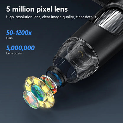 Portable 7" IPS Digital Microscope 1200X Magnification HD USB Professional Electron Microscopios for Phone Soldering Repair Tool