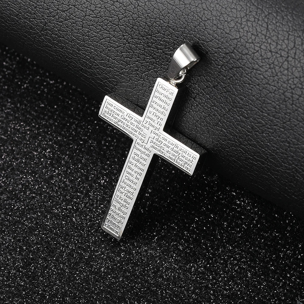 New - Cross Pendant Necklace for Men Women Jesus Christ Necklace Gold Black Silver Color Cuban Chain Religion Jewelry DKP684