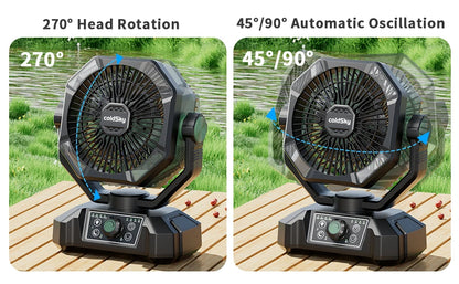 coldSky Camping Fan with 4 LED Lantern 8 Speeds Desk Fan 20000mAh Battery Portable Outdoor Fan for Outdoor Camping and Fishing