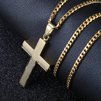 New - Cross Pendant Necklace for Men Women Jesus Christ Necklace Gold Black Silver Color Cuban Chain Religion Jewelry DKP684