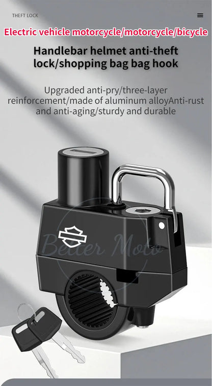 Motorcycle Helmet Lock Anti-theft Security Safety For Handlebar