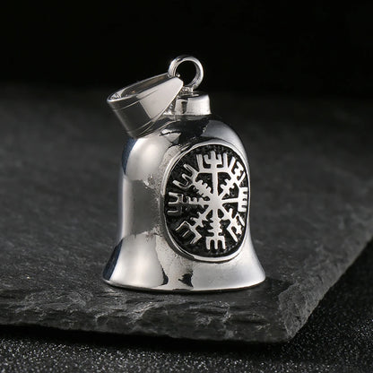 Fashion Cross Guardian Angel Wings Bell Necklace Pendant Men Viking Amulet Stainless Steel Jewelry Accessories (Has bell sound)