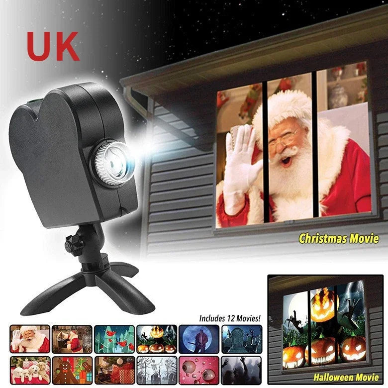 Christmas Halloween Window Projector Lamp Display Screen Outdoor Holiday Led Holographic Projection Lamp Cartoon Movie Home Deco    qykyai-sq.myshopify.com