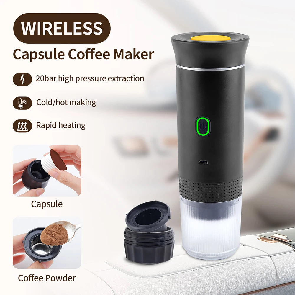 Portable Wireless Electric Espresso Coffee Machine For Travel &Car &Home Camping Coffee Maker 3-in-1 Capsule Powder Coffee Maker    qykyai-sq.myshopify.com